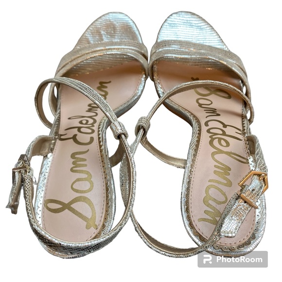 Sam Edelman Alisandra Holiday Gold Leather w/ 4.5” Stiletto Heel- size 9 - Picture 5 of 16